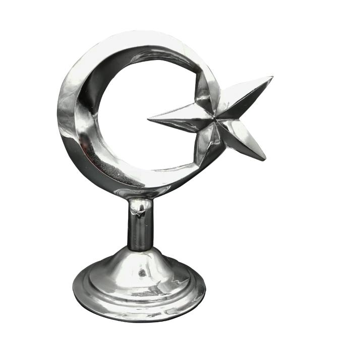 Ay Yıldız Masa Üstü Gri Pirinç Döküm
