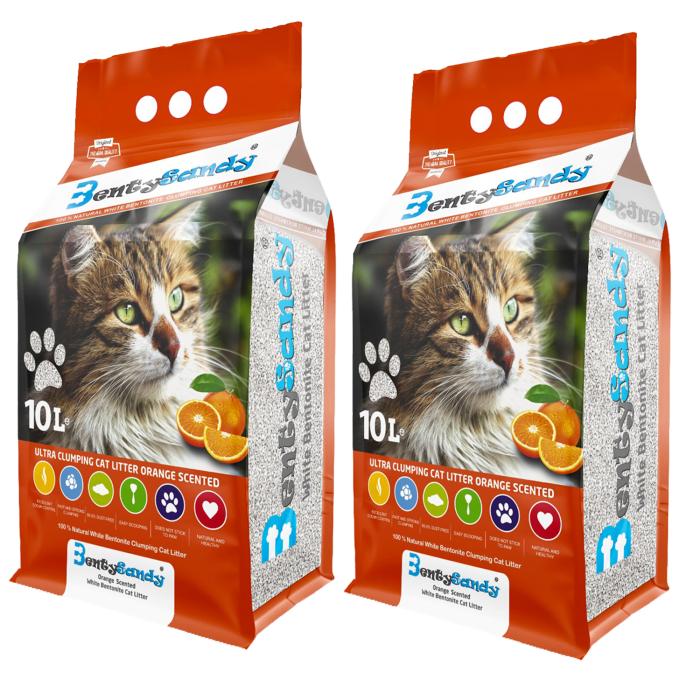 Kedi Kumu 10Litre İnce Taneli Benty Sandy Portakal Kokulu 2Adet