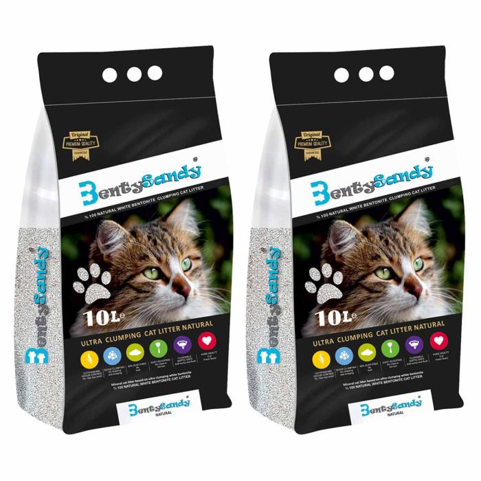 Kedi Kumu 10Litre İnce Taneli Benty Sandy Doğal Kokusuz 2Adet