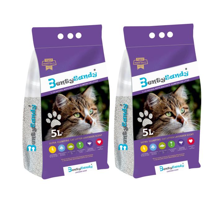 Kedi Kumu 5Litre İnce Taneli  Benty Sandy Lavanta Kokulu 2Adet
