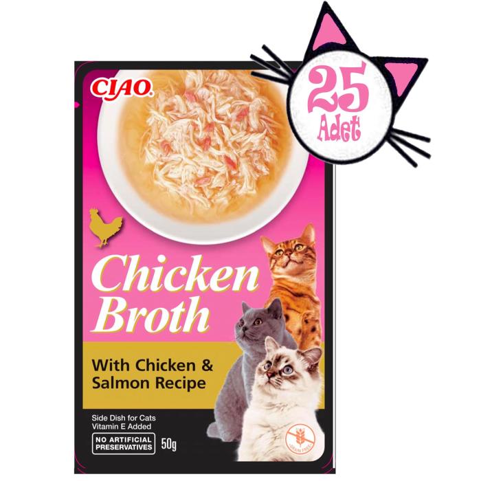 Ciao Chicken Broth50Gr Tavuklu&Somonlu Kedi Çorbası 25adet
