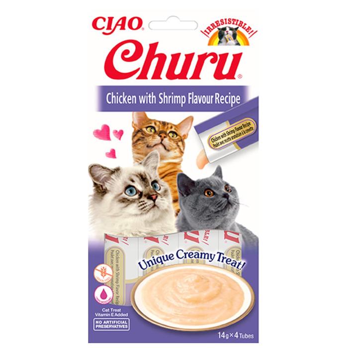 Ciao Churu 4x14Gr Püre Tavuk&Karides Kedi Maması 5Adet