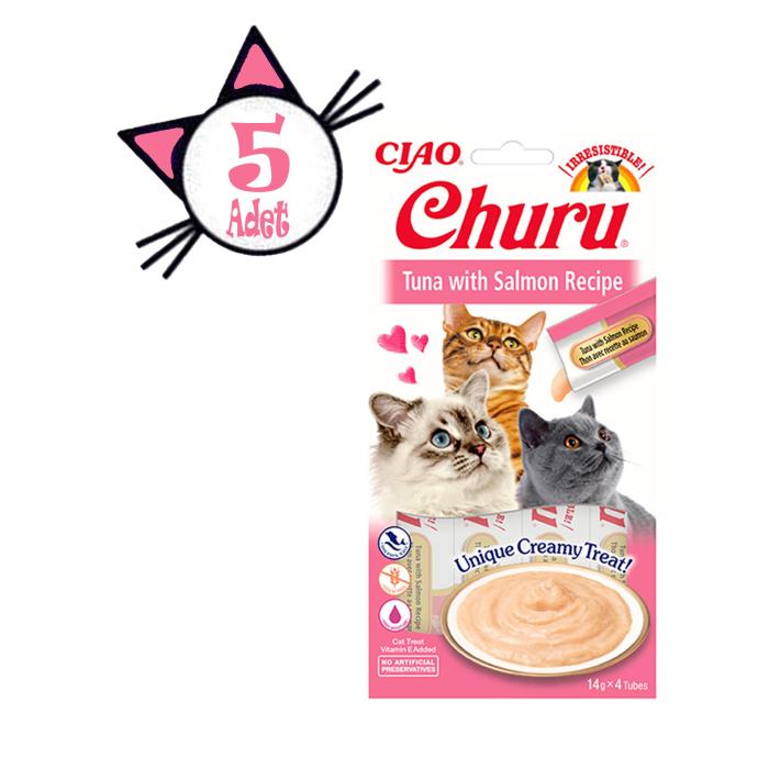 Ciao Churu 4x14Gr Püre Ton&Somon Kedi Maması 5Adet