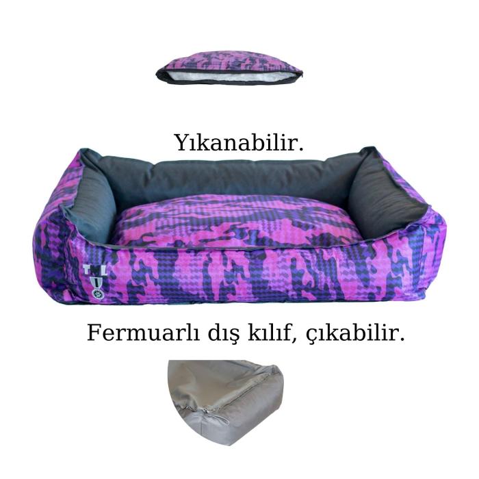 Evcil Hayvan Köpek Yatağı TML Mor Kamuflaj Dış Mekan XLarge 