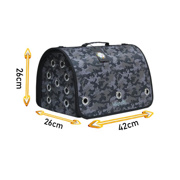 Fly Bag Kapalı Gri Renk Kamuflaj Desenli Evcil Taşıma Çantası