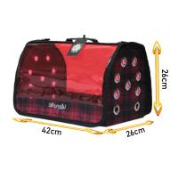 Fly Bag Kırmızı Şeffaf Renk Ekoseli Evcil Taşıma Çantası