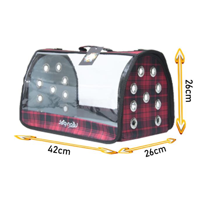 Fly Bag Şeffaf Renk Ekoseli Evcil Taşıma Çantası