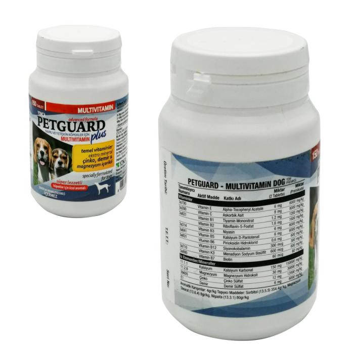 Köpek Multivitamin Plus 150 Tablet Yavru ve Yetişkin PetGuard