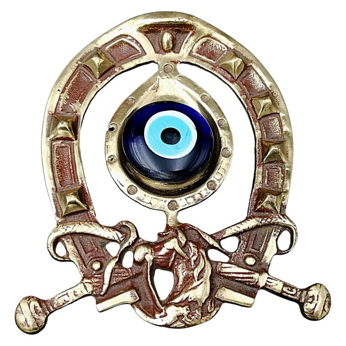 Nazarlık  At ve Kırbaç Objeli Pirinç Döküm Duvar Süsü