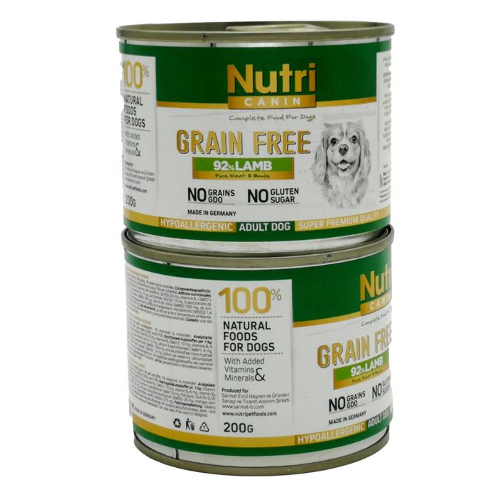 Kuzu Etli %92 200Gr Nutri Canin Yaş Köpek Maması 4Adet
