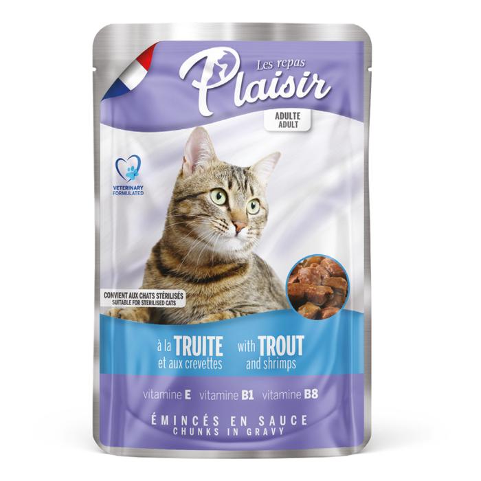 Pouch Alabalıklı&Karidesli 100Gr Plaisir Kedi Maması 4Adet