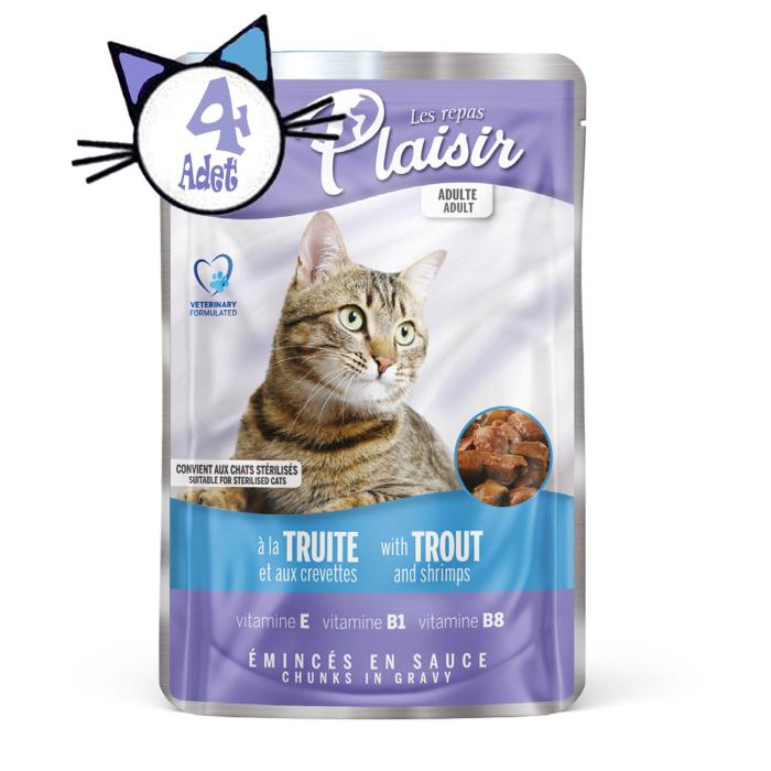 Pouch Alabalıklı&Karidesli 100Gr Plaisir Kedi Maması 4Adet
