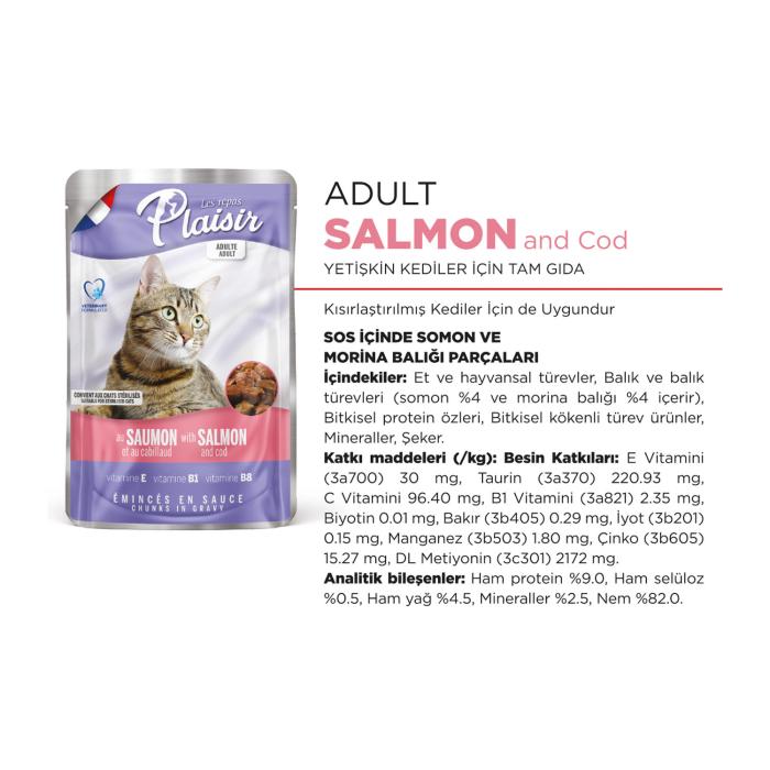 Pouch Somon&Morinalı 100Gr Plaisir Yaş Kedi Maması