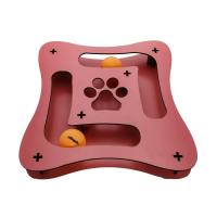 Somon Renkli 2 Toplu Kare Ahşap Kedi Oyuncağı