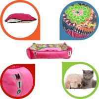 Pembe Yıkanabilir Yastıklı TML Kedi Yatağı Large