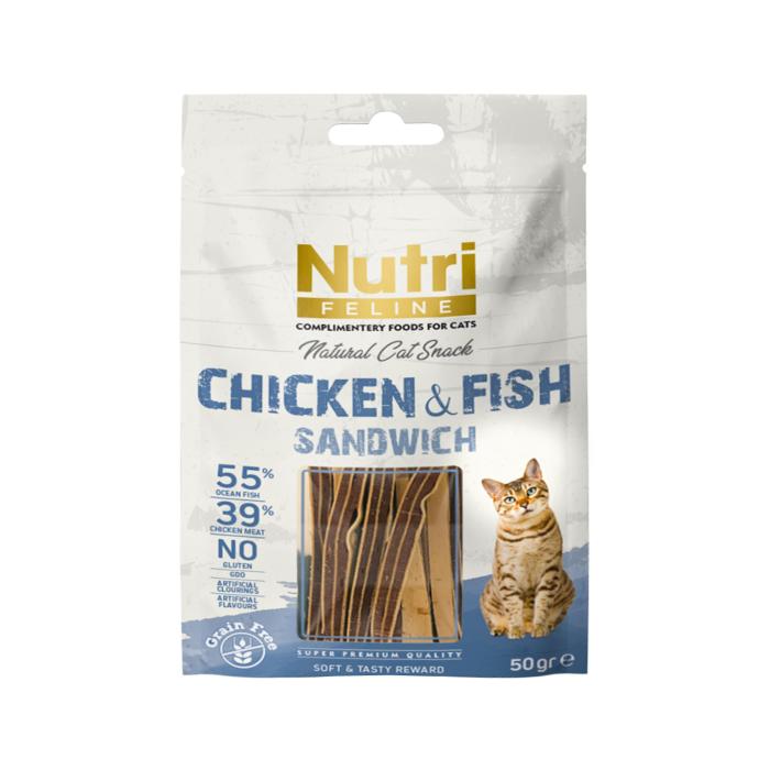 Tavuk&Balık Etli Sandvic Tahılsız Nutri Feline 50Gr Kedi Ödülü