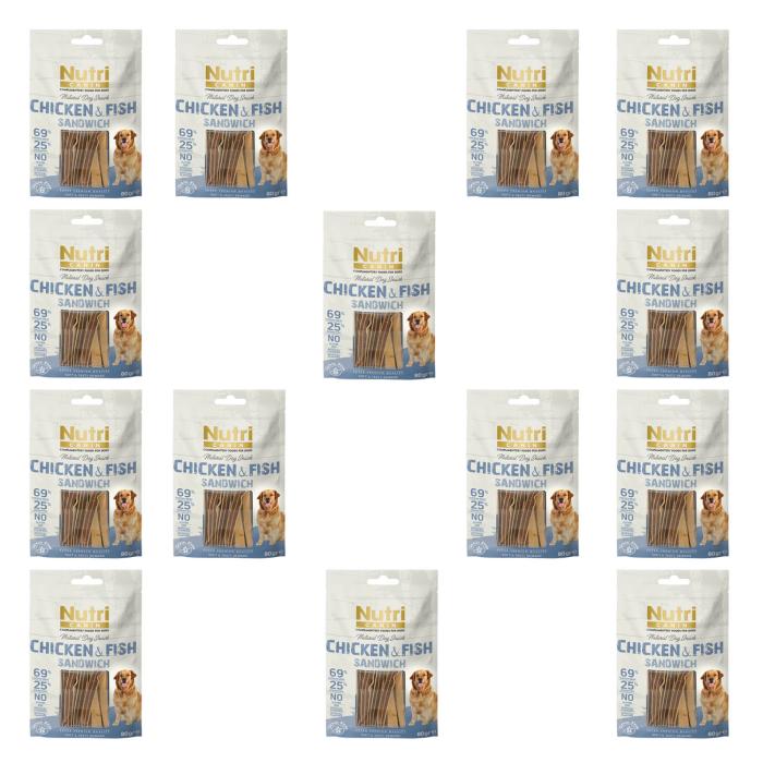 Tavuk&Balık Etli Sandvic Tahılsız Nutri Canin 80Gr Köpek Ödülü 14Adet