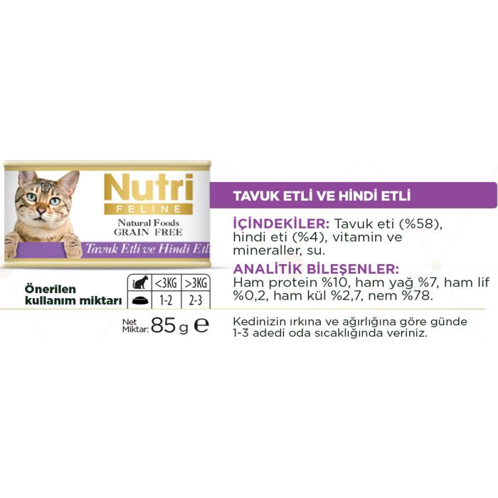 Tavuk&Hindi Etli 85Gr Nutri Yaş Kedi Maması 32Adet