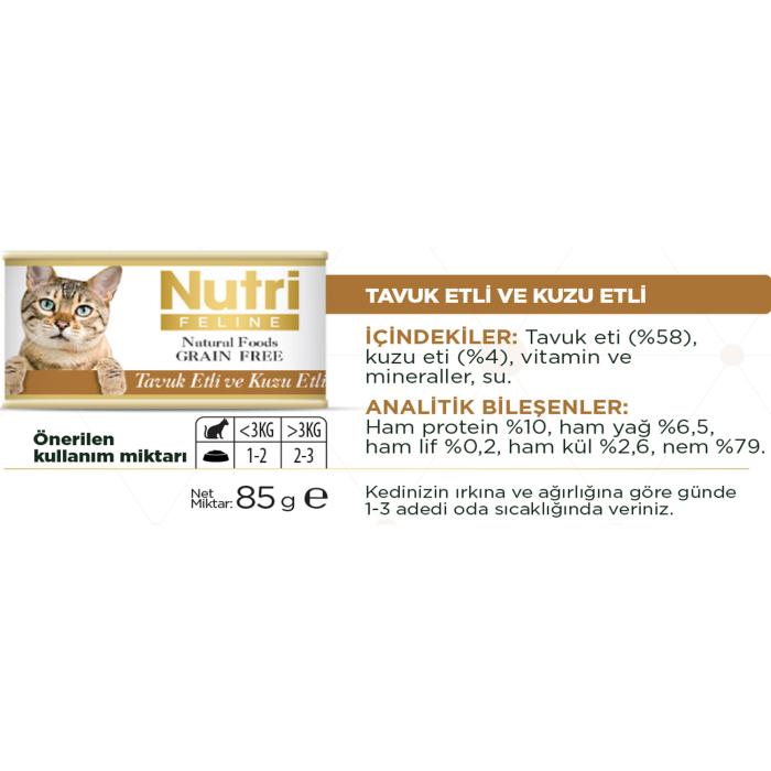 Tavuk&Kuzu Etli 85Gr Nutri Yaş Kedi Maması 12Adet