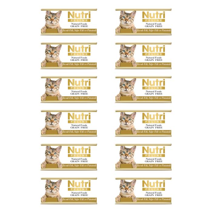 Tavuk SığırEtli&Patatesli 85Gr Nutri Yaş Kedi Maması 12Adet