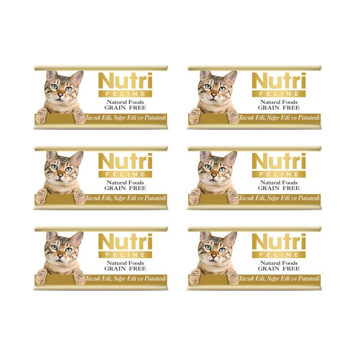 Tavuk SığırEtli&Patatesli 85Gr Nutri Yaş Kedi Maması 6Adet