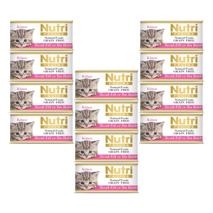 Tavuklu&Ton Balıklı 85Gr Kitten Nutri Yaş Kedi Maması 12Adet