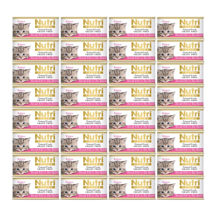 Tavuklu&Ton Balıklı 85Gr Kitten Nutri Yaş Kedi Maması 32Adet