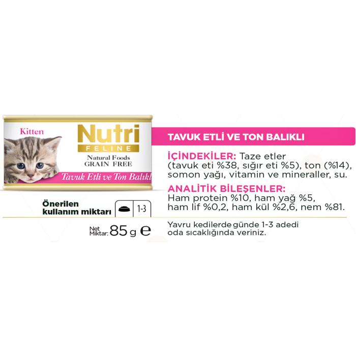 Tavuklu&Ton Balıklı 85Gr Kitten Nutri Yaş Kedi Maması 6Adet