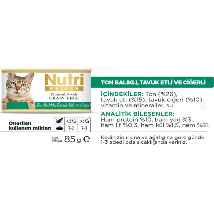 Ton&Tavuk Etli Ciğerli 85Gr Nutri Yaş Kedi Maması 6Adet