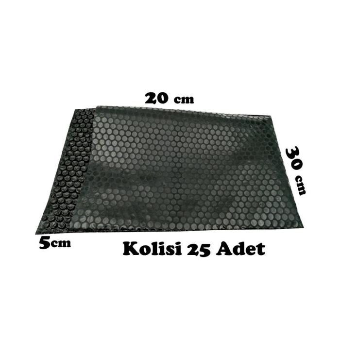Kargo Zarfı 20x30+5cm Siyah Renk Ambalaj Baloncuklu  25Adet 