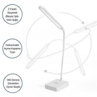 Petinka İnce Uzun USBli Dokunmatik 3 Kademeli 360 Derece Özel Göz Korumalı led Lityum Masa Lambası