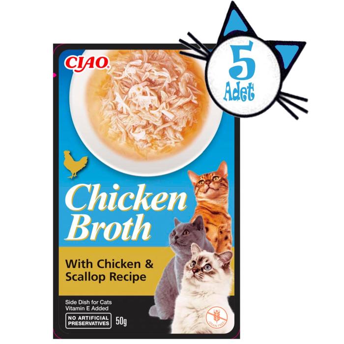 Ciao Chicken Broth50Gr Tavuklu&Taraklı Kedi Çorbası 5adet