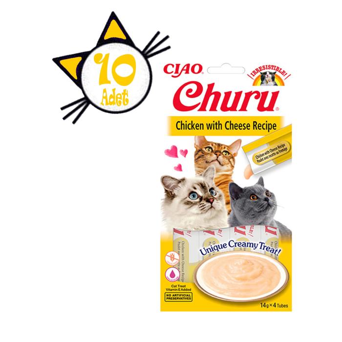 Ciao Churu 4x14Gr Püre Tavuk&Peynir Kedi Maması 10Adet