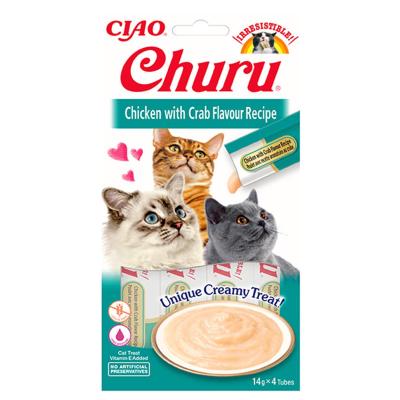 Ciao Churu 4x14Gr Püre Tavuk&Yengeçli Kedi Maması 10Adet