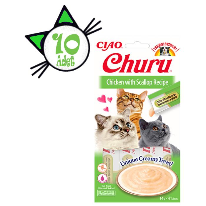 Ciao Churu 4x14Gr Püre Tavuk&Taraklı Kedi Maması 10Adet