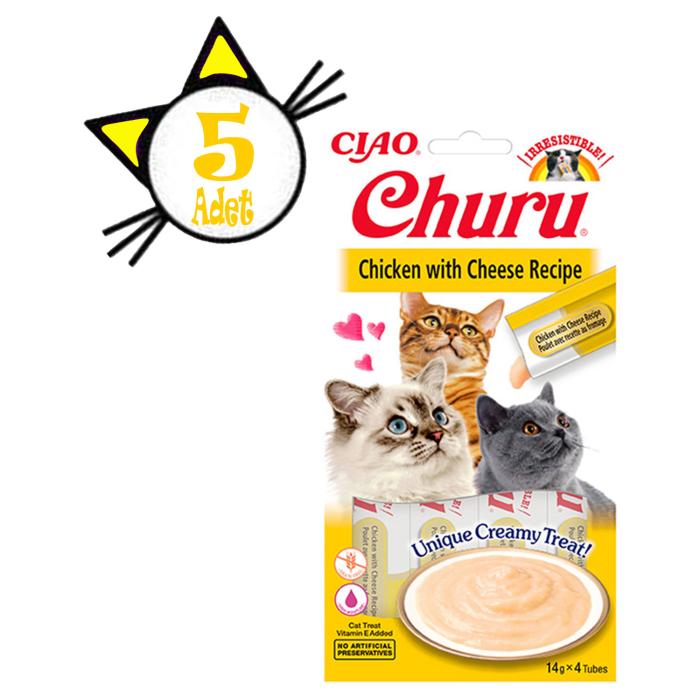 Ciao Churu 4x14Gr Püre Tavuk&Peynir Kedi Maması 5Adet