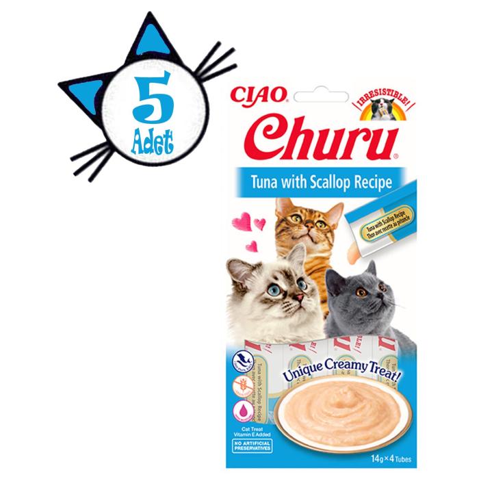 Ciao Churu 4x14Gr Püre Ton&Taraklı Kedi Maması 5Adet
