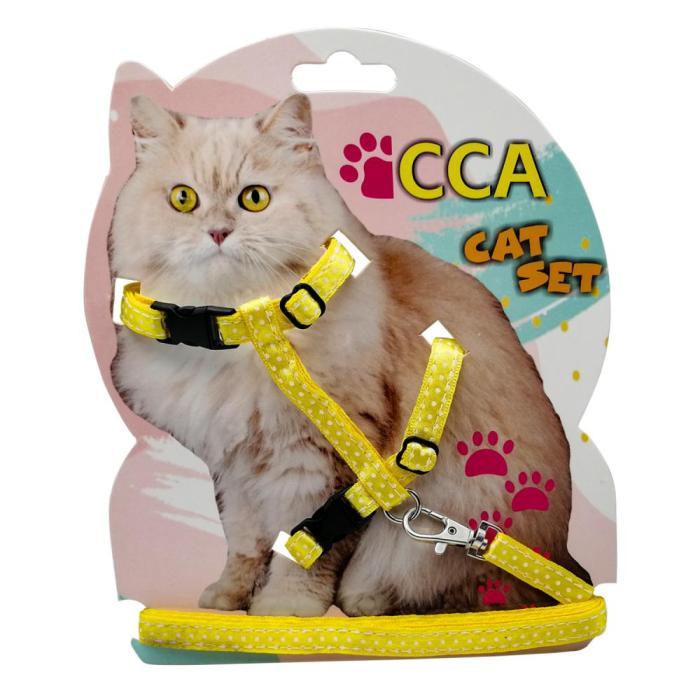 Kedi Puantiyeli Gögüs Tasması Sarı Renkli CCA