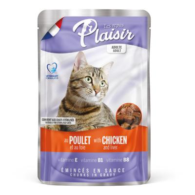 Pouch Tavuk Etli ve Ciğerli 100Gr Plaisir Kedi Maması