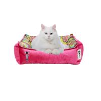 Pembe Yıkanabilir Yastıklı TML Kedi Yatağı Large