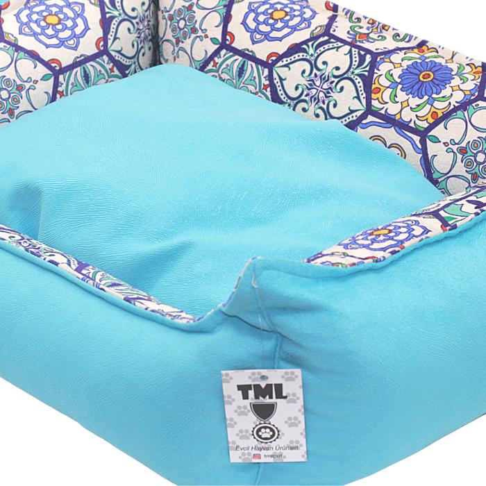 Turkuaz  Yıkanabilir Yastıklı TML  Kedi Yatağı Large