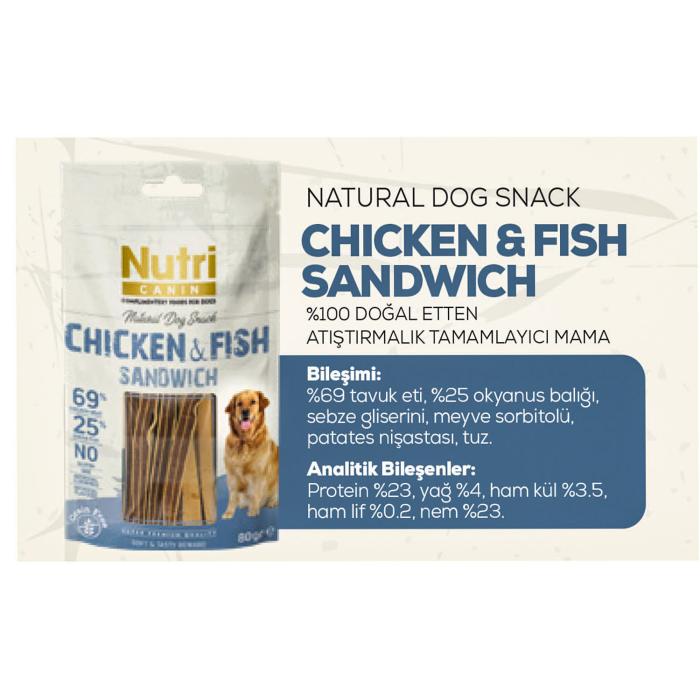 Tavuk&Balık Etli Sandvic Tahılsız Nutri Canin 80Gr Köpek Ödülü