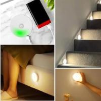 Petİnka® Hareket Sensörlü Usb Şarjlı Spot Lamba Mıknatıslı ve Yapışkanlı Gün Işığı Renk Led