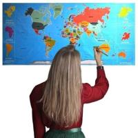 Petİnka® Renkli Atlas Dünya Haritası Manyetik Yapıştırıcı Gerektirmeyen Duvar Stickerı 118 CM * 56 CM