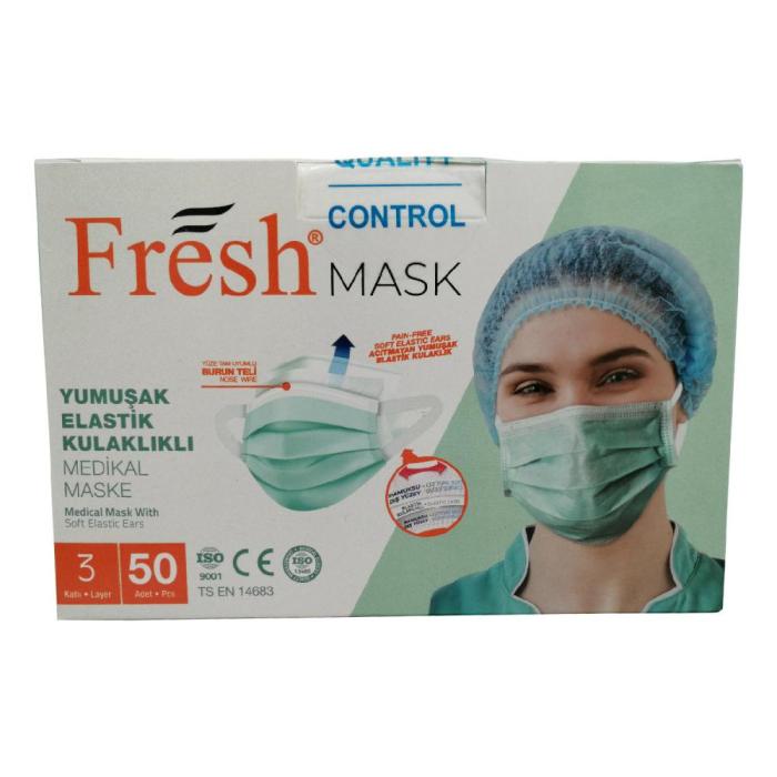 Fresh Mask 3 Katlı Yumuşak Kulaklıklı 50 Adet Medikal Maske 4Kutu