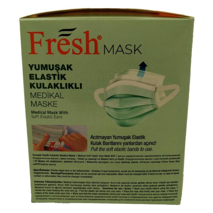 Fresh Mask 3 Katlı Yumuşak Kulaklıklı 50 Adet Medikal Maske 2Kutu