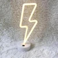 BUFFER® Dekoratif Şimşek Şeklinde Pilli Neon Led Lamba Süs Masa Lambası