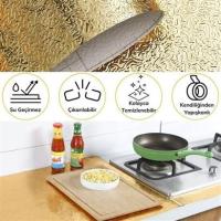 Petİnka® 10 Metre Kendinden Yapışkanlı Silinebilir Mutfak Tezgah Üstü Sticker Folyo Gold Renk