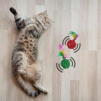 Petİnka® 2li Rattan Renkli Peluş Tüy Kedi Köpek Oyuncak Yakalama Çiğneme Çıngıraklı Top Oyuncağı