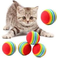 Petİnka® 3lü Gökkuşağı Sünger Kedi Köpek Çiğneme Oyun Topu 4,2 cm